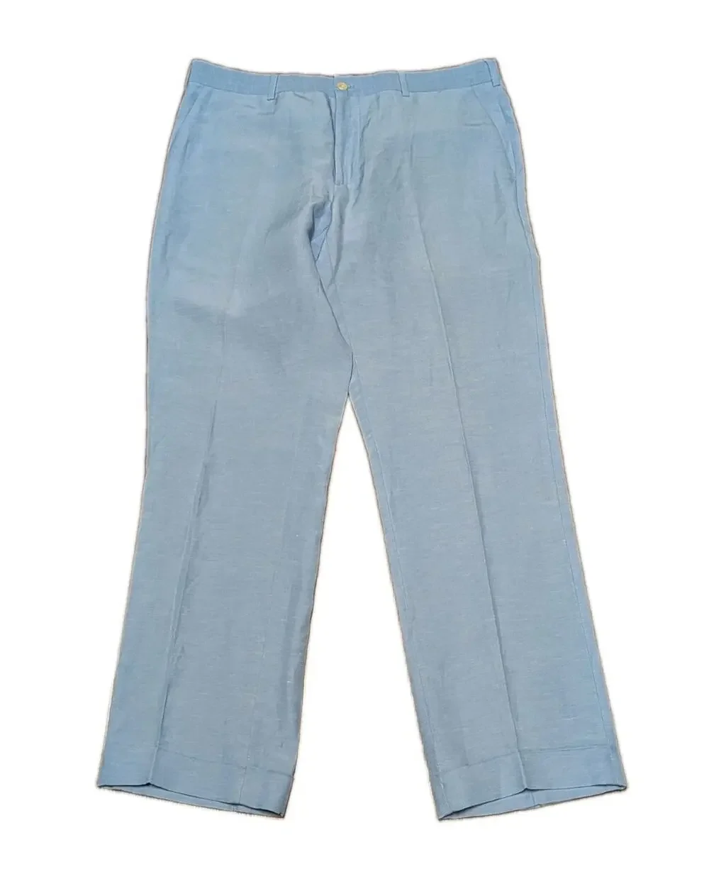 Ralph Lauren Purple Label Linen Silk Pants 34x30 Blue Trousers Cuffed *Flaw